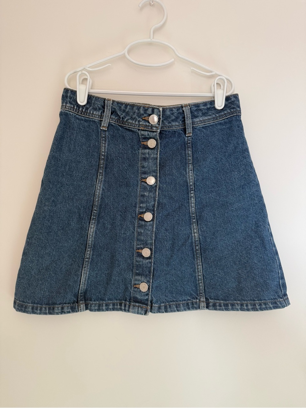 Divided Blue Button-Front A-Line Denim Skirt